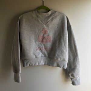 Isabel Marant gray sweater with pink glitter logo size medium